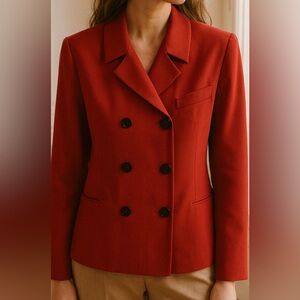 Vintage Christian Dior The Suit Double Breasted Red Blazer